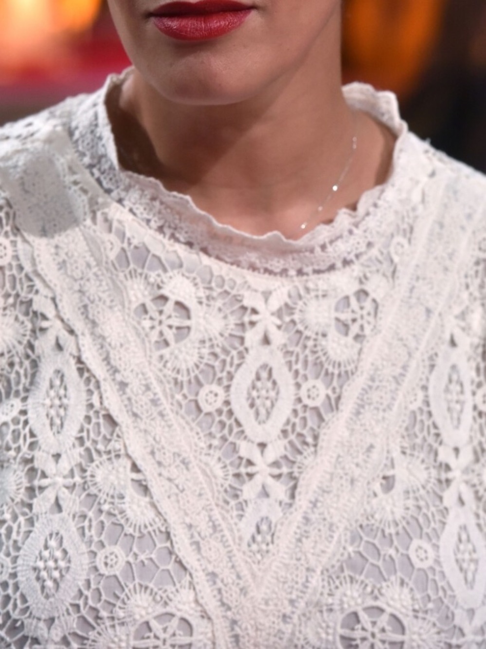 Maje Ivory Crochet Lace Long Sleeve Top